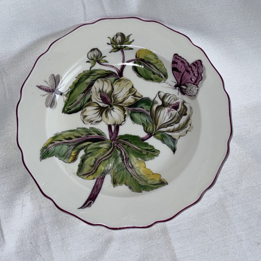 Mottahedeh Chelsea Botanical Salad Plate Exotic Plants Sir Hans Sloane Butterfly